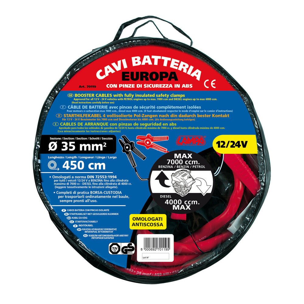 Cavi Batteria Europa - 450 cm - 480 A - 35 mm²